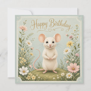 Tarjeta Cumpleaños del Jardín del Ratón Suave