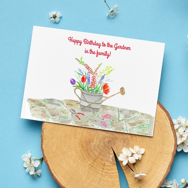 Tarjeta Cumpleaños del jardinero acuarela (Delight the green thumb in your life with this botanical birthday masterpiece!)