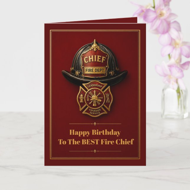 Tarjeta Cumpleaños del jefe de bomberos Nombre personaliza (Orquídea)