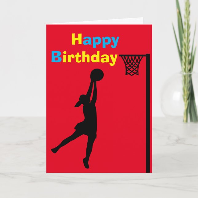 Tarjeta Cumpleaños del jugador de Netball personalizado (Anverso)