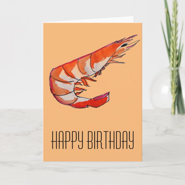 Tarjeta Cumpleaños del kitsch de los mariscos del camarón (Anverso)