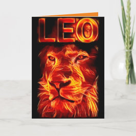 Tarjeta Cumpleaños del León del Rótulo de Fuego Leo