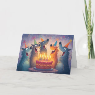 Tarjeta Cumpleaños del líder de la manada - Lobos de dibuj