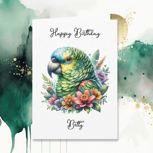 Tarjeta Cumpleaños del loro acuático personalizado (Subido por el creador)