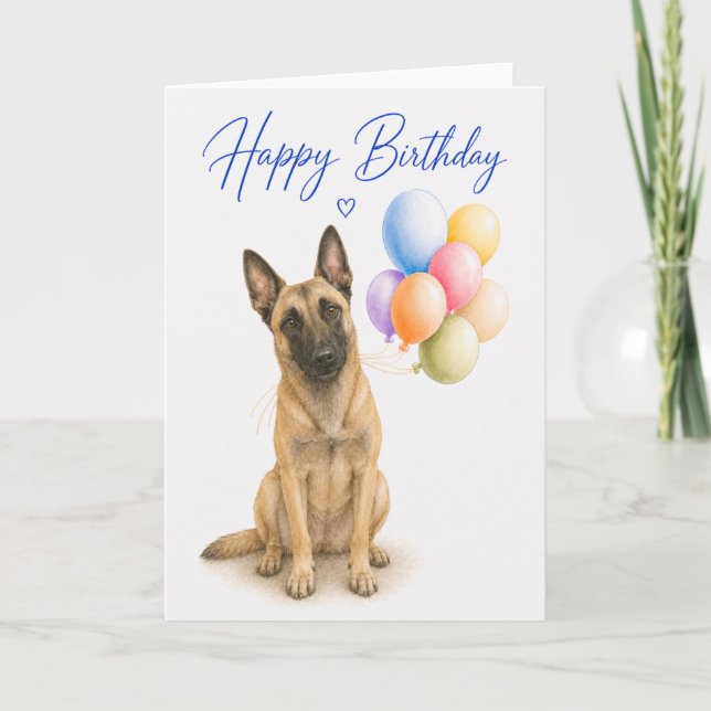 Tarjeta Cumpleaños del Malinois Belga (Anverso)
