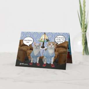 Tarjeta Cumpleaños del marido de los gatos graciosos del p