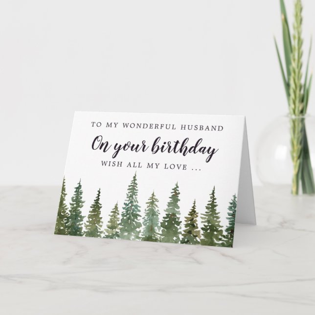 Tarjeta Cumpleaños del marido de Pine Forest Rustic (Anverso)