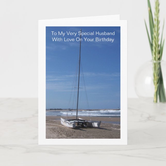 Tarjeta Cumpleaños del marido personalizado del barco (Anverso)