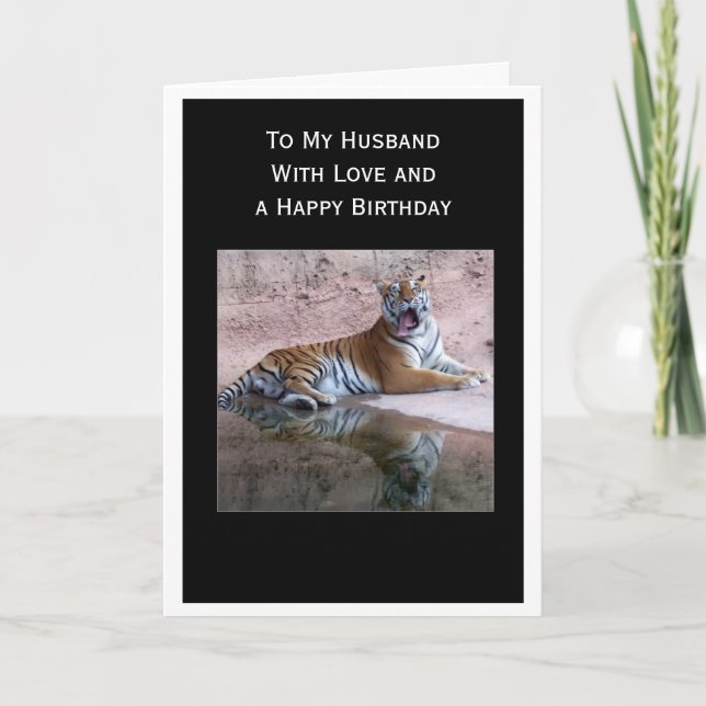 Tarjeta Cumpleaños del marido personalizado del tigre (Anverso)