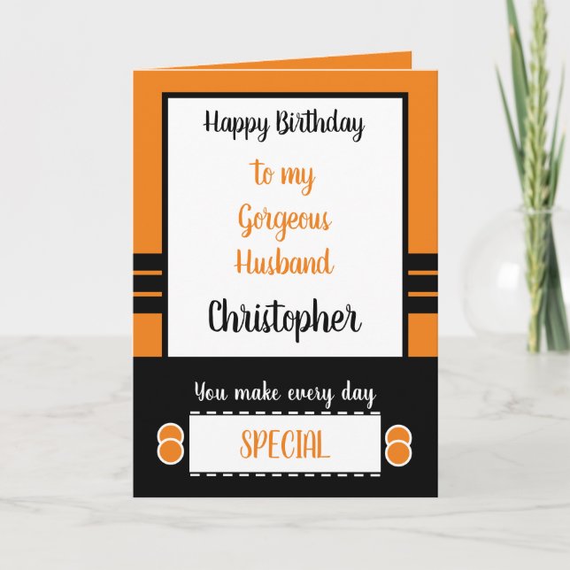 Tarjeta Cumpleaños del marido todos los días es un naranja (Anverso)