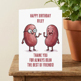 Tarjeta Cumpleaños del mejor amigo con frijol rojo diverti