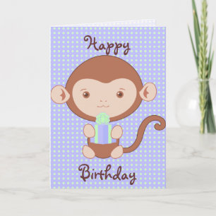 Tarjeta Cumpleaños del mono azul