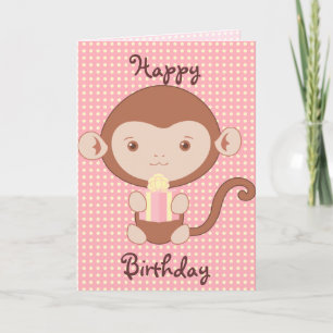 Tarjeta Cumpleaños del mono rosado