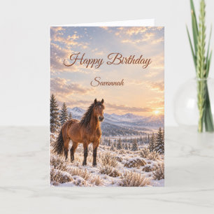 Tarjeta Cumpleaños del Monte del Caballo Salvaje de Invier