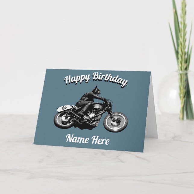 Tarjeta Cumpleaños del motociclista personalizado (Anverso)