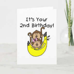 Tarjeta Cumpleaños del muchacho y del chica del mono de