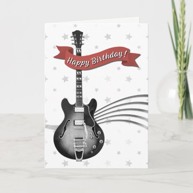 Tarjeta Cumpleaños del músico de guitarra de Guay Rockstar (Anverso)