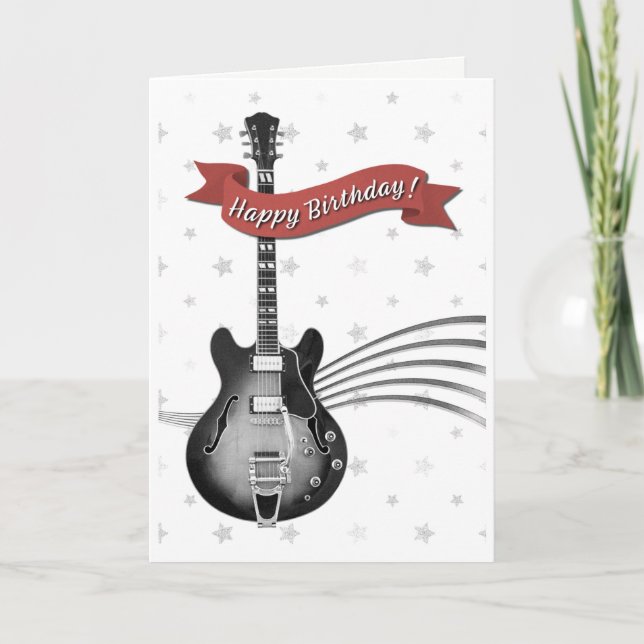 Tarjeta Cumpleaños del músico de guitarra de Guay Rockstar (Anverso)
