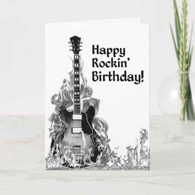Tarjeta Cumpleaños del músico de guitarra de Guay Rockstar (Anverso)
