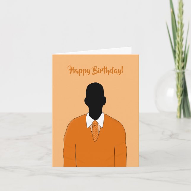 Tarjeta Cumpleaños del Naranja afroamericano Suit & Tie Ma (Anverso)