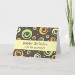 Tarjeta Cumpleaños del naranja Green Retro Brother<br><div class="desc">Tarjeta de cumpleaños para hermano con divertido patrón retro verde,  naranja y amarillo y verso reflexivo.</div>