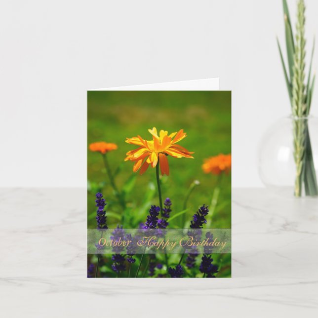 Tarjeta Cumpleaños del Naranja Marigolds (Anverso)