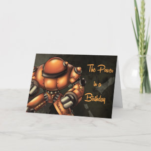 Tarjeta Cumpleaños del naranja Robot