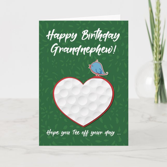 Tarjeta Cumpleaños del nieto Golf Deportes Corazón (Anverso)