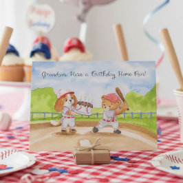 Tarjeta Cumpleaños del nieto Oso de béisbol y CKCS