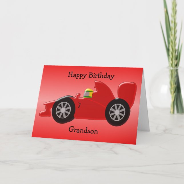 Tarjeta Cumpleaños del nieto personalizado del coche de Ca (Anverso)