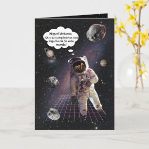 Tarjeta Cumpleaños del Niño Astronauta Explorador del Espa