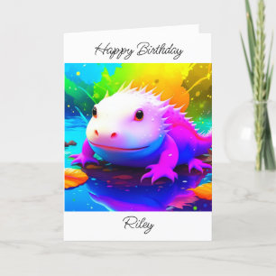 Tarjeta Cumpleaños del niño Axolotl personalizado