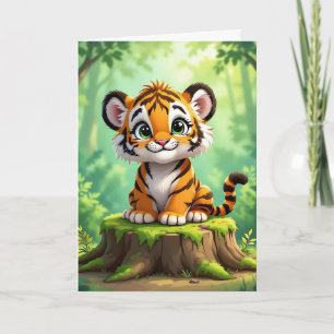 Tarjeta Cumpleaños del niño de la página de colorear tigre
