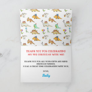 Tarjeta Cumpleaños del niño dinosaurio Gracias
