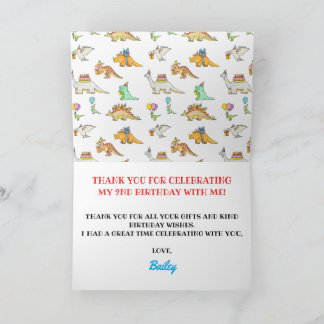 Tarjeta Cumpleaños del niño dinosaurio Gracias