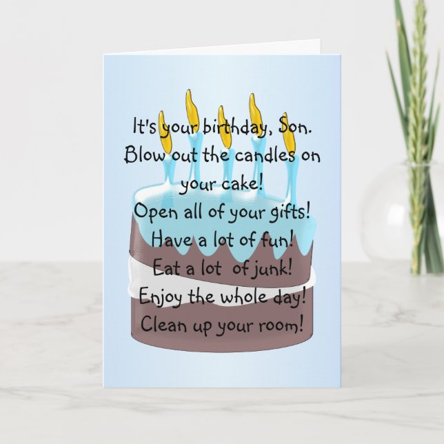 Tarjeta Cumpleaños del niño personalizado de la tarta de c (Anverso)