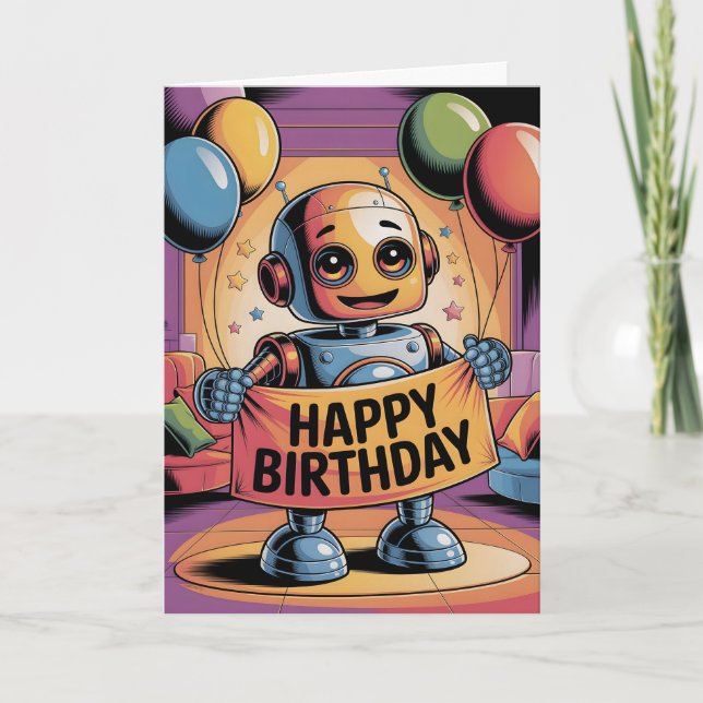 Tarjeta Cumpleaños del Niño Robot (Anverso)
