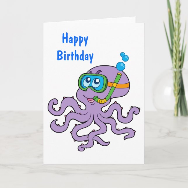 Tarjeta Cumpleaños del Octopus Snorkeling (Anverso)