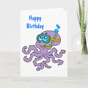 Tarjeta Cumpleaños del Octopus Snorkeling
