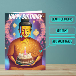 Tarjeta Cumpleaños del oro y el Buda Púrpura
