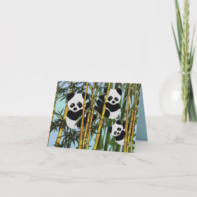 Tarjeta Cumpleaños del oso de panda feliz (Anverso)