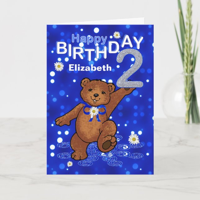Tarjeta Cumpleaños del oso de peluche del baile 2do para (Anverso)