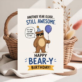 Tarjeta Cumpleaños del Oso Divertido y Lindo