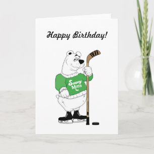 Tarjeta Cumpleaños del oso polar de hockey