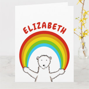 Tarjeta Cumpleaños del oso Polar y el Arcoiris Personaliza