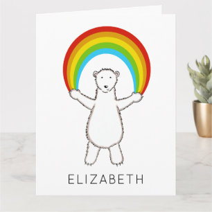 Tarjeta Cumpleaños del oso Polar y el Arcoiris Personaliza