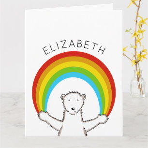 Tarjeta Cumpleaños del oso Polar y el Arcoiris Personaliza