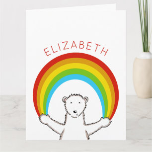 Tarjeta Cumpleaños del oso Polar y el Arcoiris Personaliza