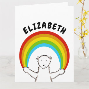 Tarjeta Cumpleaños del oso Polar y el Arcoiris Personaliza