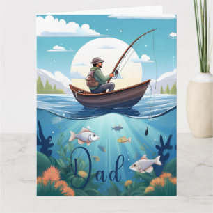 Tarjeta Cumpleaños del padre con un tema de pesca